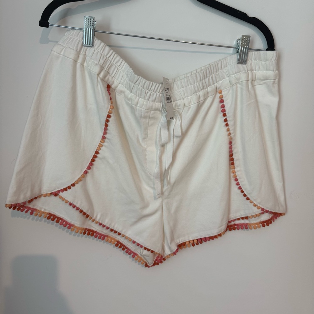 LOFT White Shorts with Colorful Trim